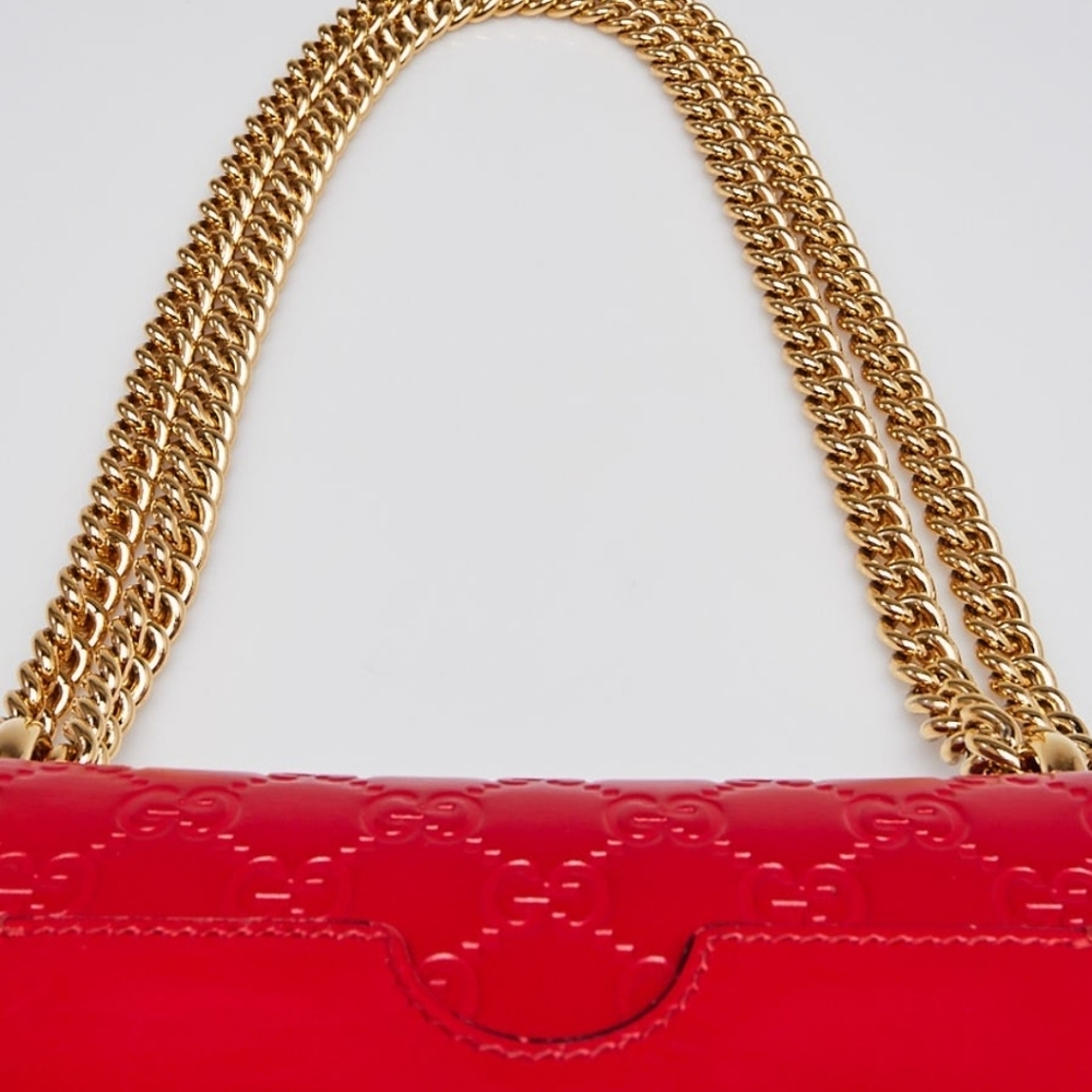 AUTHENTIC - Gucci Red Signature Padlock Shoulder Bag - Picture 7 of 10